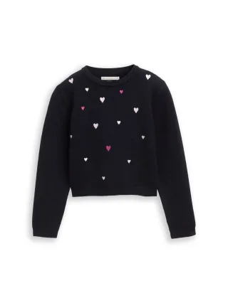 tom tailor kids - Cropped Strickpullover mit Stickerei sky captain blue - Gr. - 92/98