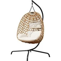 MIRJAN24 Hängesessel Liwebo (Korb aus Rattan), Metallskelett, 105x105x195 cm