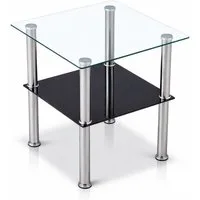 HOOZ Beistelltisch Beistelltisch 40x40cm, schwarze Ablage - gerundet (Set, 1-St., 1 x Beistelltisch), schwarze abgerundete Ablage