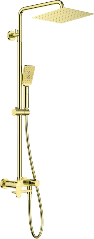 Neuesbad Serie 100 Duschsystem mit Wannenarmatur mit klappbarem Auslauf, gold NB1DENAC_Z1AM1