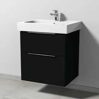 Sanipa 3way Waschtischunterbau zu Geberit iCon Waschtisch mit 2 Auszügen, Schwarz-Matt UF65008