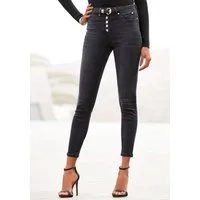 Buffalo High-waist-Jeans in schmaler Röhrenform mit bequemen Stretch modische Knopfleiste, schmale Skinny-Jeans, Stretch-Qualität