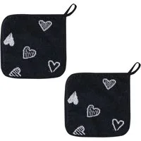 Kracht Topflappen Herzlich, (Set, 2-tlg., Set), 2er Set Topflappen, Baumwoll Frottier, ca. 22x22 cm