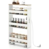 COSTWAY Küchenwagen, mit Ladestation Nischenwagen 13cm Breit schmal auf Rollen