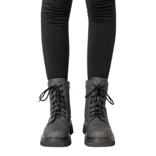Miso - "Bella" Biker Stiefel für Damen, Low Block Heel (Schwarz)
