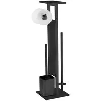 WENKO WC-Garnitur Modell Debar, Standgarnitur mit Ablage, Edelstahl, Bodenplatte aus Sicherheitsglas