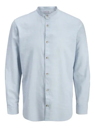 JACK&JONES - JJESUMMER LINEN BLEND BAND SHIRT L/S SN Celestial Blue - Gr. - L