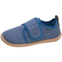 Fischer-Markenschuh Softer Hausschuh für Kinder, aus Baumwollleinen, mit Frotteefutter, Klettverschluss