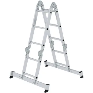 Munk Vielzweckleiter 4-teilig mit nivello®-Traverse und Holzbelag - 031320