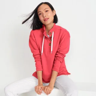 Pullover SERIOUS SWEATS mit Knopfleiste für Damen, Damen, size: regular, Gelb, Baumwoll-Mischung/Polyester-Mischung, by Lands' End