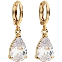 LÖB Paar Creolen Damen Ohrringe Hängend Creolen Tropfen Zirkonia Stein Anhänger Gold (Geschenke für Frauen Beste Freundin Mutter Mama Damen zum Geburtstag Weihnachten Weihnachtsgeschenke), Goldene Ohrhänger Tropfenform Weiß Brautschmuck Braut Strass 
