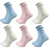 GAWILO Diabetikersocken für Damen mit Rollrand - Ohne drückende Naht & ohne Gummidruck (6 Paar) Venensocken aus atmungsaktiver Baumwolle - in schwarz & bunt
