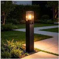 ZMH Pollerleuchte Außen Schwarz, 60 cm, E27, max. 40 W, Wegeleuchte/Gartenleuchte, Innenhofbeleuchtung, ohne Leuchtmittel, ohne Leuchtmittel, für Garten, Terrasse und Hof