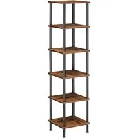 Hoobro Bücherregal Bücherregal mit 6 Ebenen, schmales Eckregal, Standregal Industrial