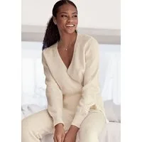 LASCANA Wickelstrickjacke mit breitem Rippbündchen, Loungewear