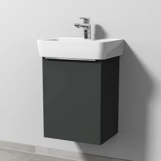Sanipa 3way Waschtischunterbau zu Geberit Renova Plan Waschtisch mit 1 Tür, Graphit-Matt UP8701B