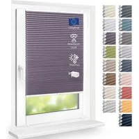 DomDeco Wabenplissee Thermo Plissee ohne Bohren - Hitzeschutz, Verdunkelung, verspannt, abdunkelnd, Klemmfix, stufenlos, kälteschutz, modernes Fensterplissee