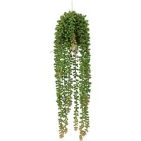 Kunstpflanze Künstlicher Senecio Hänger, I.GE.A., Höhe 51 cm, Hängepflanze Perlenschnur auf Mooskugel Realistische Sukkulente Deko