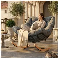 FLEXISPOT Schaukelsessel Komfortabler Loungesessel, Gartenliege mit Kopfkissen (mit sanfter Schaukelfunktion, Kopfkissen & stabilem Metallrahmen), ideal für Balkon, Terrasse, Garten & Wohnzimmer