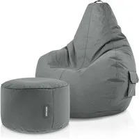 Green Bean Sitzsack Gaming Sitzsack + Hocker Cozy+Cube (Gaming Chair mit Fußhocker), Set Sitzsack mit Sitzhocker, Sitzkissen, Relax-Sessel