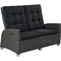dasmöbelwerk Gartenbank Relaxsofa Kansas 2er Sofa Garten Couch Zweisitzer Grau-Mix, verstellbarer Rückenlehne
