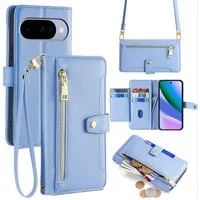 betterfon Handykette für Google Pixel 10 / 10 Pro mit Band Kartenfächer PU Leder Hellblau, Hände frei - mit Silikonhülle & Schnur für flexiblen Alltag
