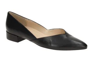 H?gl 0-17 2000 0100 Schwarz Damen Pumps V-Schnitt Echtleder Blockabsatz