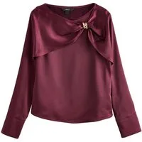 Next Langarmbluse Langärmelige, drapierte Bluse mit Metalldetails (1-tlg)