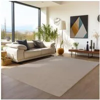 Teppium Teppich Unicolor - Einfarbig, Rechteckig, Höhe: 20 mm, Kurzflor Schlingen Teppich Beige Boucle-Loop Wohnzimmer Teppich