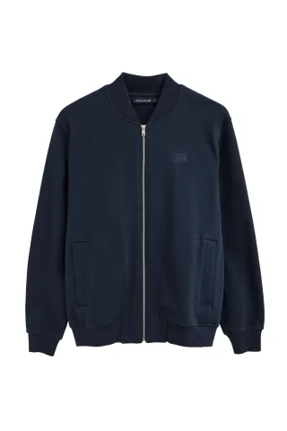 Sweatshirt Xin marineblau mit Bomberkragen, Reißverschluss und Polo Club Logo