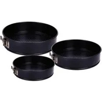 Spetebo Backform Back Springform rund schwarz 3er Set 28-26-24 cm, (Set 3-tlg), Kuchen Backformen mit Antihaft-Beschichtung