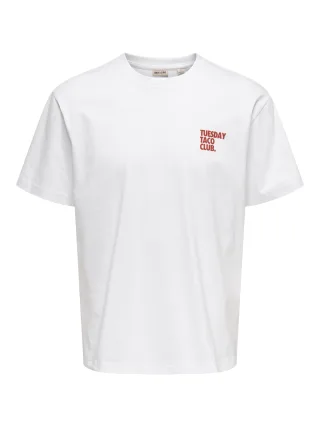 ONLY&SONS - ONSFRED LIFE FOODIE RLX SS TEE Bright White - Gr. - M