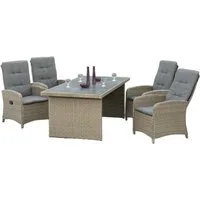Gartenmöbel Ambiente Garten-Essgruppe Bari Set 5tlg., (5tlg., 4 Sessel inkl. Auflagen, durch Gasdruck verstellbar, 1 Tisch), Sessel durch Gasdruck verstellbar