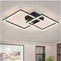 ZMH LED Deckenleuchte Wohnzimmer - Quadratisch Schwarz Eckig 3000K/4000K Deckenlampe Flur, Augenschutz, Einfache Installtion, LED fest integriert