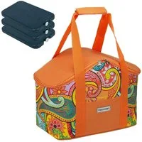 anndora Picknickkorb Kühltasche mit Tragegriff + 3 Kühlakkus, wasserdichte Innenbeschichtung - 2 praktische Tragehenkel