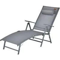 COSTWAY Gartenliege Sonnenliege, klappbar, 7-fach verstellbar, mit Kopfstütze