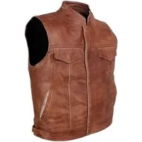 Alpha Speeds Lederweste Herren ANARCHY KLASSIKER Motorrad/Biker in Retro/Vintage Wachs Braun Robustes Rindsleder, viele Taschen, verstellbar, YYK-Verschluss