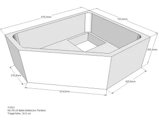 Neuesbad Wannenträger für Bette Caro 90x75x15 Fünfeck SD22003