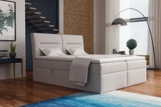 LAGERDEAL Boxspringbett Schlafzimmerbett LUAN 160x200cm in Stoff Soro Hellgra...
