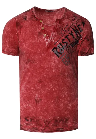 V-Neck T-Shirt Verwaschen mit Seitlichem Logo Print