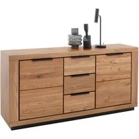 Lomadox Sideboard GIUSTINO-06, Eiche teilmassiv geölt, Massivholzfronten, 163cm breit