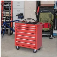 Durhand Werkstattwagen 7 Schubladen, leer, max. Traglast:150 kg, 0-tlg. Werkzeugset, (Werkzeugwagen, 1-tlg., Montagewagen), Stahl, Rot