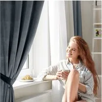 Eurofirany Vorhang ANTARA (2 St), Ösen, blickdicht, Velours, Wohnzimmer Blickdichte Vorhänge Ösen Fensterdekoration