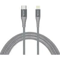 USB 2.0 Adapterkabel, USB-C Stecker > Lightning Stecker silber/grau, 1 Meter, PD, gesleevt