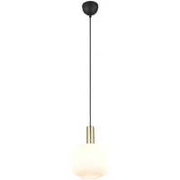 TRIO Leuchten LED Pendelleuchte, Dimmfunktion, LED wechselbar, warmweiß, Klein-e Lampenschirm Opal-glas einflammig hängend Esstisch Gold, Ø20cm