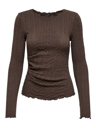 ONLY - ONLELLA L/S RUCHING TOP JRS Chocolate Martini - Gr. - M