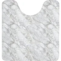 OnlyWow WC-Vorleger Grau - Weiß - Marmor, Höhe 10 mm, Polyester, U-Form, Vorleger mit Ausschnitt, Toilettenvorleger, Toilettenteppich