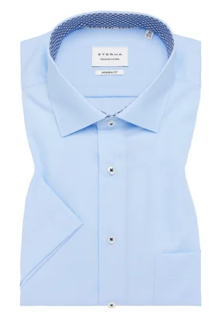 ETERNA - Original Shirt Popeline Kurzarm hellblau - Gr. - 39/Kurzarm