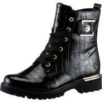 Remonte Schnürstiefelette, Blockabsatz, Schnürboots im Kroko-Look, Innenreißverschluss