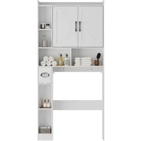FiveWillowise Badkommode Badezimmerregal mit Schrank - 82x20x172 cm (1 St), weiß, Toilettenschrank mit Türen & Regalen